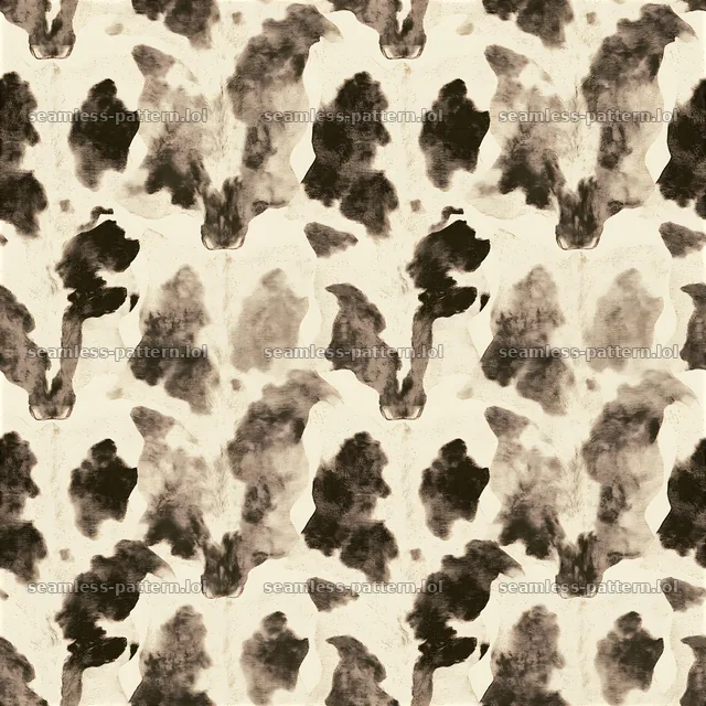 Seamless illustrated cowhide pattern with dark and light spots — seamless tileable pattern