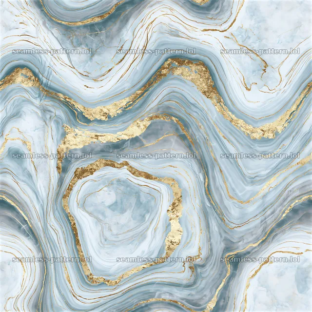 Seamless organic marble pattern with gold veins in blue and white — seamless tileable pattern