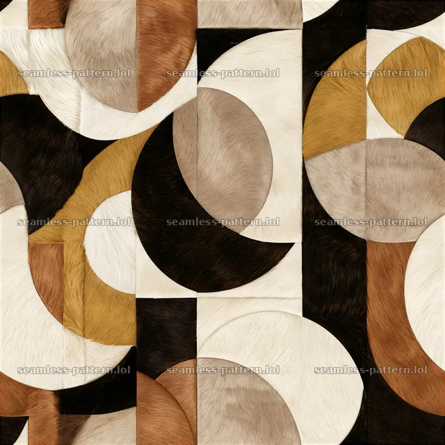 Seamless layered cowhide repeat pattern of curved shapes and colors — seamless tileable pattern