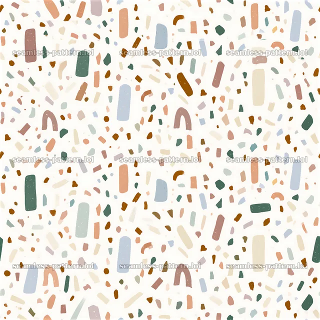 Shapes scatter across the surface in various colors — seamless tileable pattern
