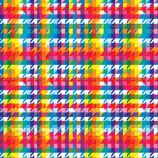 Colorful houndstooth seamless pattern with bright colors and shapes — seamless tileable pattern