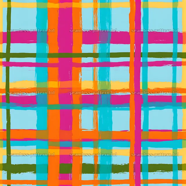 Colorful plaid seamless pattern with bright colors and bold lines — seamless tileable pattern