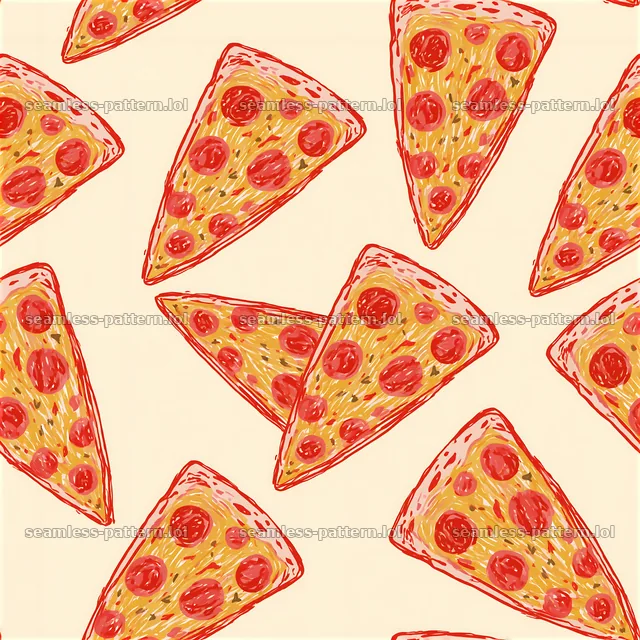 Seamless red and yellow pizza pattern showcases playful slices and color — seamless tileable pattern