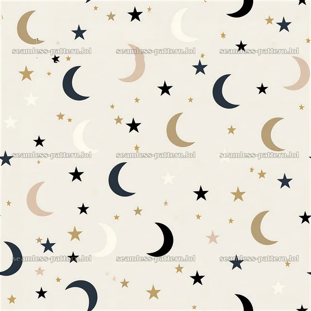 Cute star and moon seamless pattern in dark and light shades — seamless tileable pattern