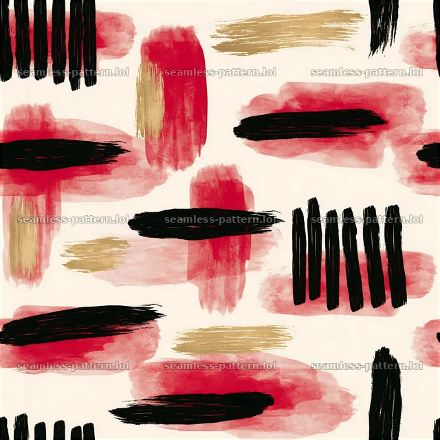 Pattern brushstroke black red gold seamless pattern with bold strokes — seamless tileable pattern
