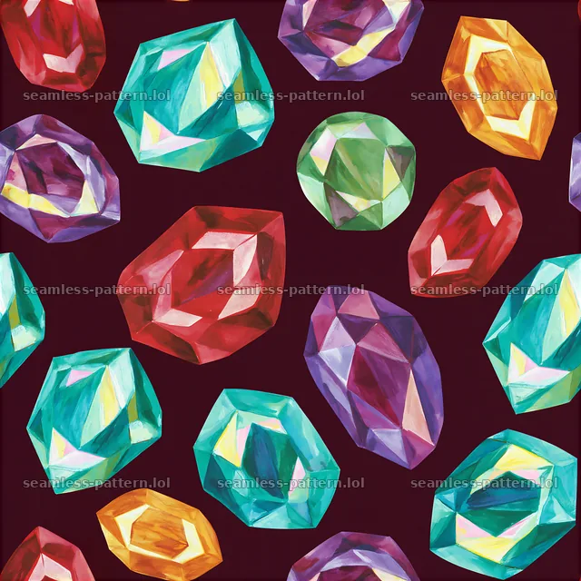 Colorful gemstones seamless pattern in various shapes and colors — seamless tileable pattern