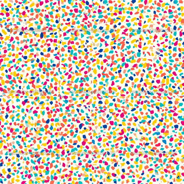 Bright confetti seamless texture with colorful shapes and patterns — seamless tileable pattern