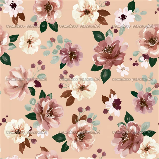Repeat watercolor scattered flower pattern on light background — seamless tileable pattern