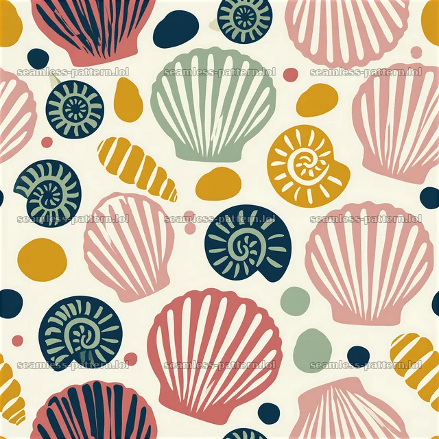 Pattern/funky shells seamless pattern with various shell shapes — seamless tileable pattern