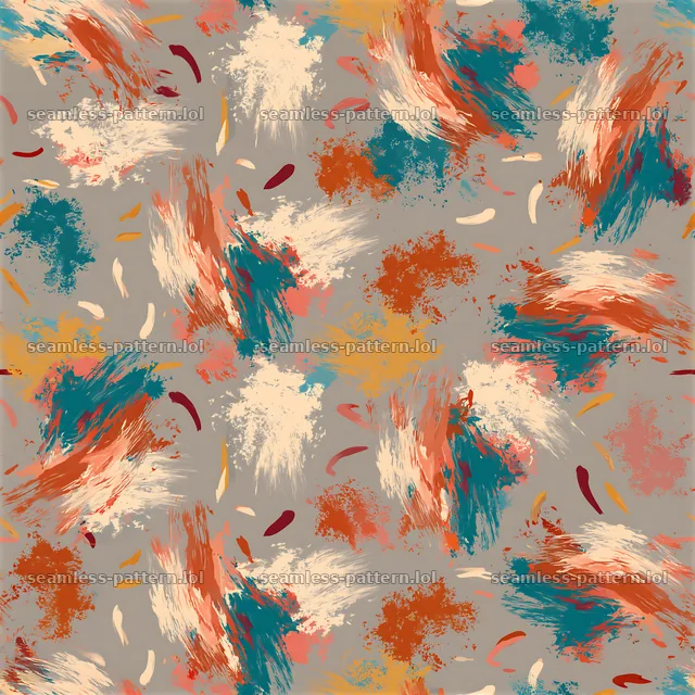 Abstract colorful splashes seamless pattern with earthy tones and strokes — seamless tileable pattern