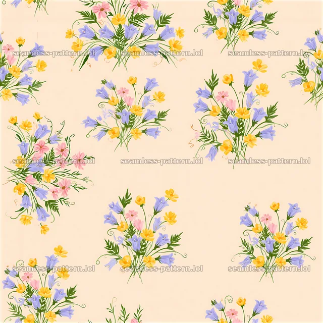 Flower cluster seamless pattern in soft colors — seamless tileable pattern