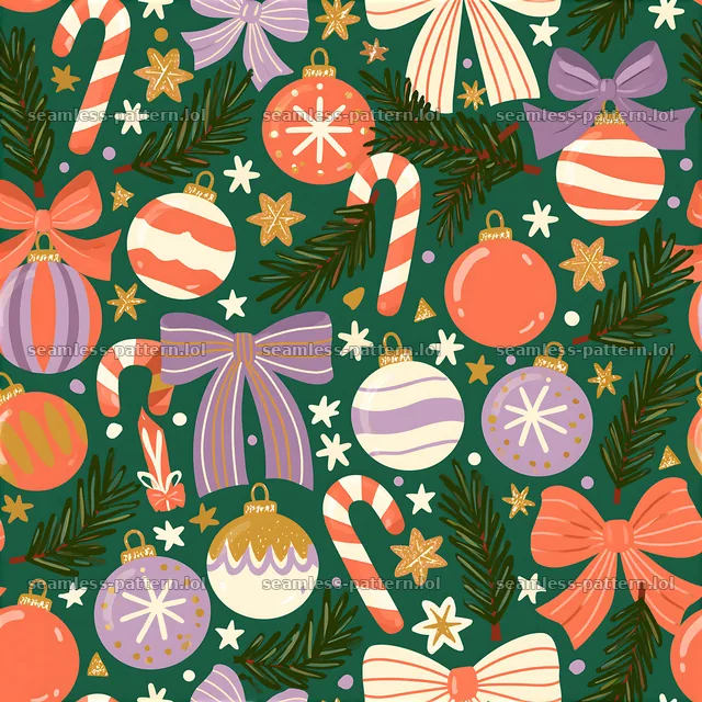 Colorful Christmas seamless pattern with retro holiday motifs — seamless tileable pattern