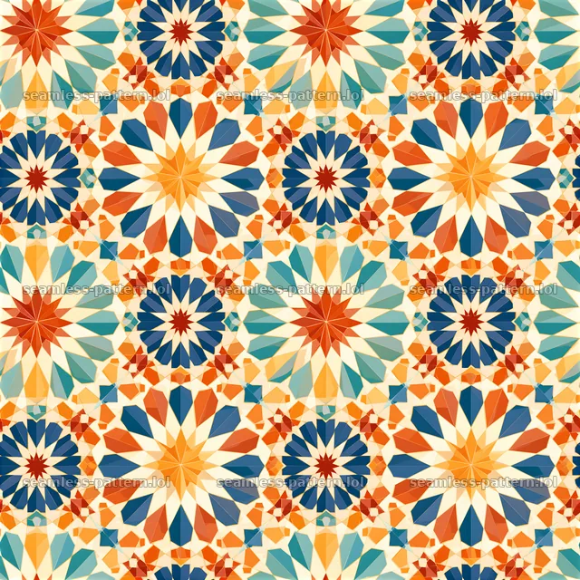 Colorful star seamless pattern showcasing geometric shapes and vibrant colors — seamless tileable pattern