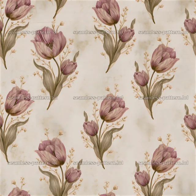 Tulip tileable pattern with soft floral details on light background — seamless tileable pattern