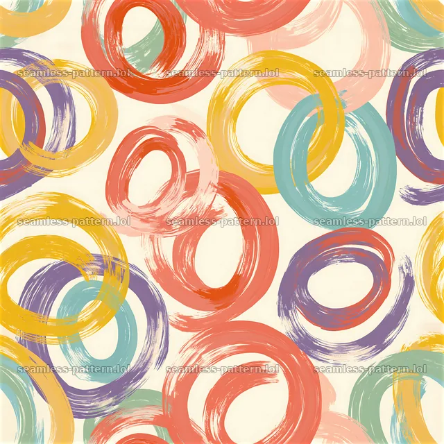 Bright brushstroke loops seamless pattern creates lively visual effect — seamless tileable pattern