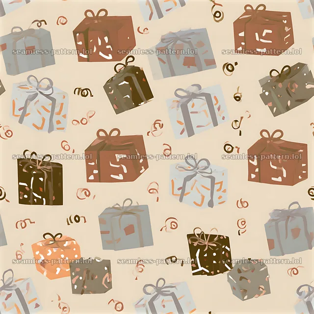 Seamless pattern with cute gift packages in various colors and sizes — seamless tileable pattern