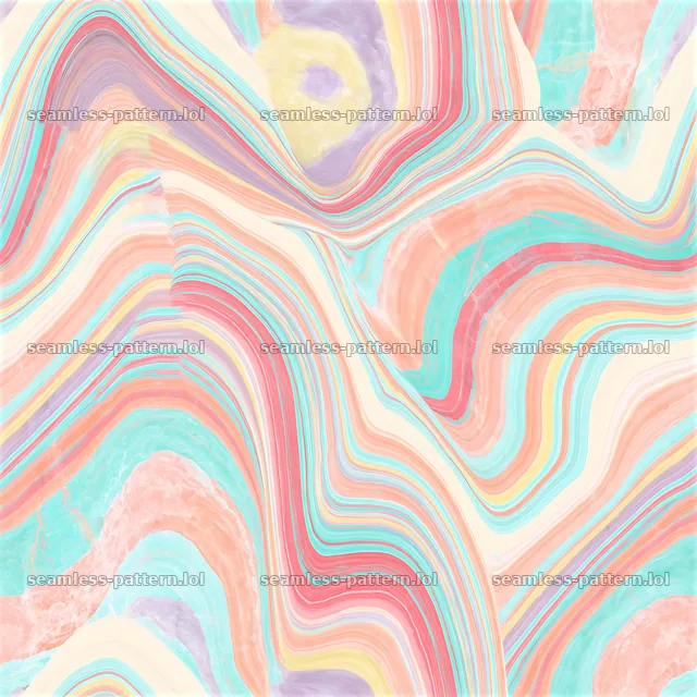 Candy-colored marble repeating pattern with swirls and curves — seamless tileable pattern