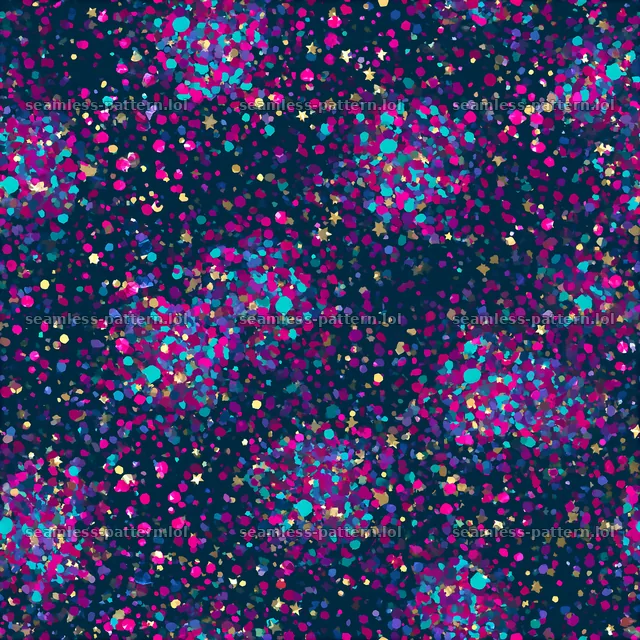 Colorful glitter seamless pattern with vibrant dots on dark background — seamless tileable pattern