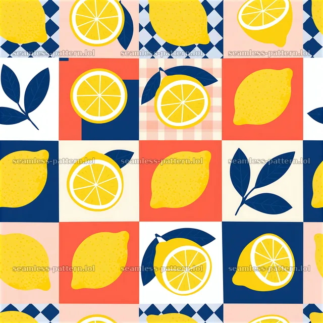 Playful lemons seamless pattern with bright colors and shapes — seamless tileable pattern