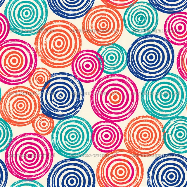 Bright abstract circles seamless pattern in vibrant colors — seamless tileable pattern