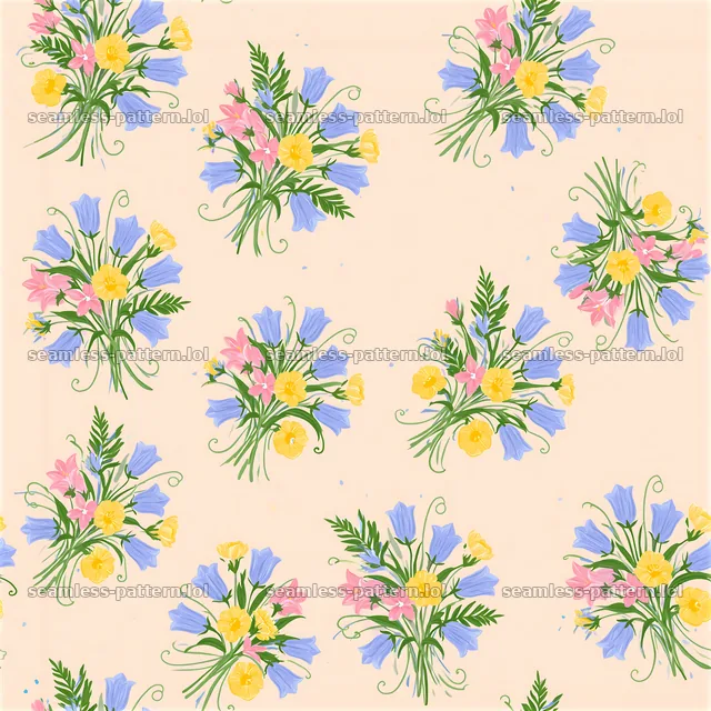 Flower cluster seamless pattern on light background — seamless tileable pattern