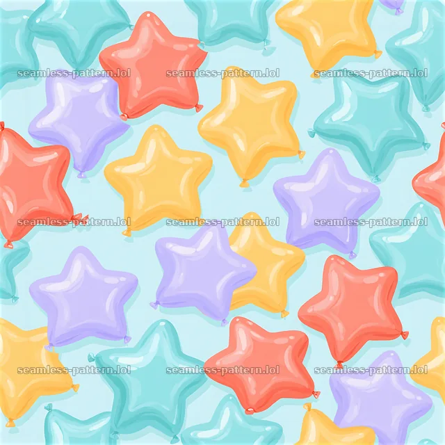 Colorful star balloon pattern on blue background — seamless tileable pattern