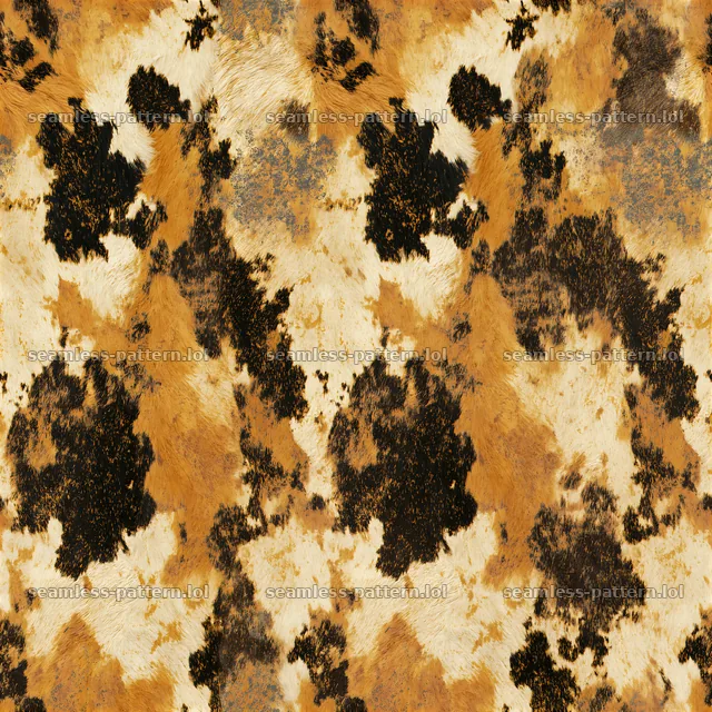 Seamless digital cowhide repeat pattern in natural tones — seamless tileable pattern