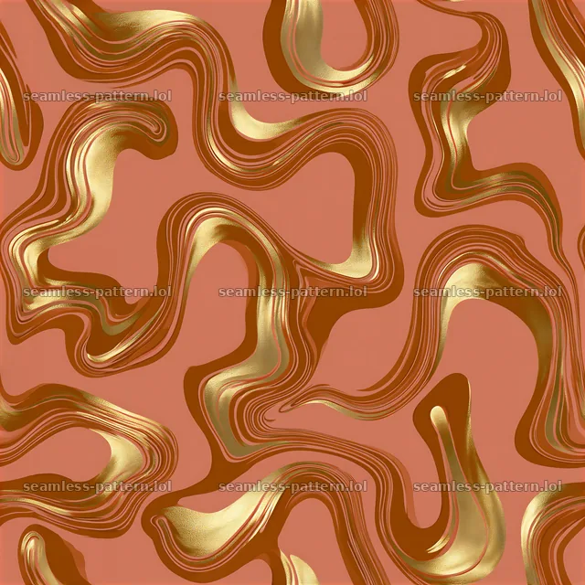 Gold vein on terracotta repeat pattern creates flowing shapes — seamless tileable pattern