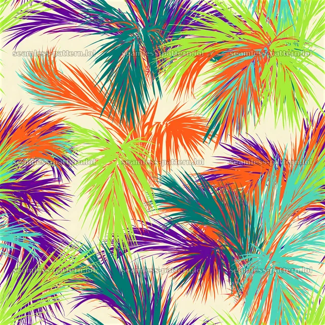Bright palm leaves seamless pattern with vibrant colors in tropical style — seamless tileable pattern