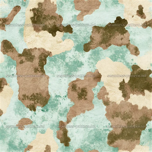 Seamless pastoral cowhide texture with shades of green and brown — seamless tileable pattern