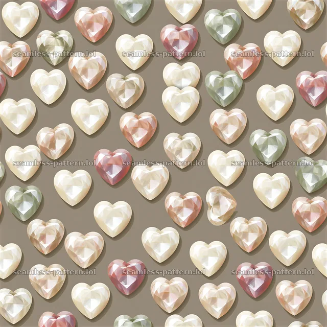 Heart gemstones tileable pattern with various colors and shapes — seamless tileable pattern