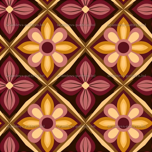 Retro flower seamless pattern on dark background — seamless tileable pattern