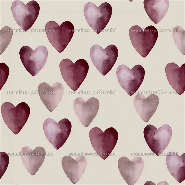 Watercolor hearts seamless pattern on light background — seamless tileable pattern