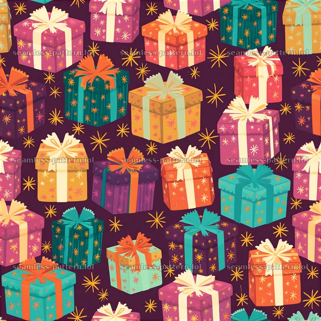 Pattern/seamless texture with colorful birthday packages and stars — seamless tileable pattern