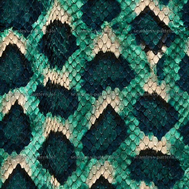 Seamless textile snake skin pattern in shades of green and beige — seamless tileable pattern
