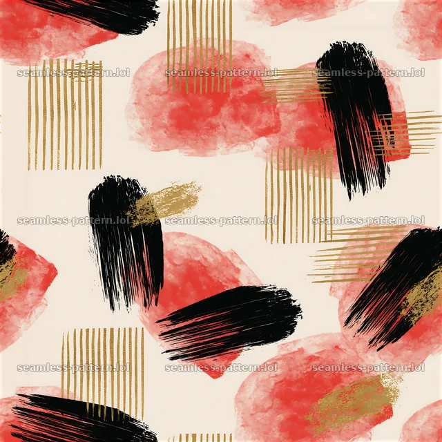 Pattern/brushstroke black red gold seamless pattern with bold strokes — seamless tileable pattern