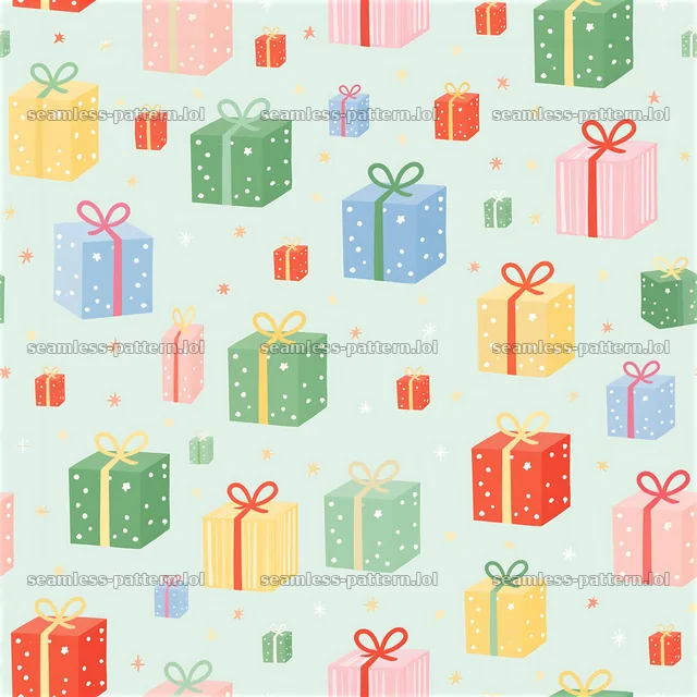 Pattern/seamless pattern with cute gift packages in various colors — seamless tileable pattern