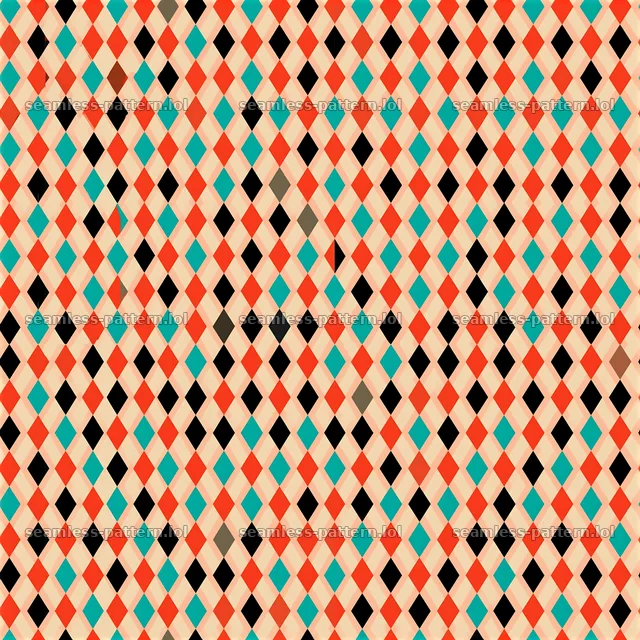 Bright retro diamonds seamless pattern in warm colors — seamless tileable pattern