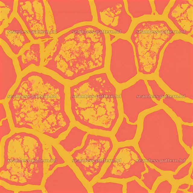 Vibrant orange and yellow tiled geological fracture pattern — seamless tileable pattern