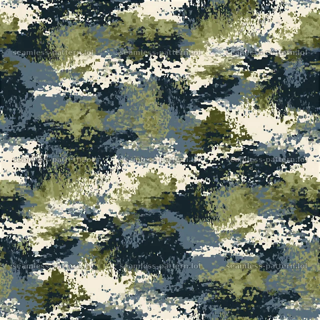 Seamless digital camouflage pattern in green and blue shades — seamless tileable pattern