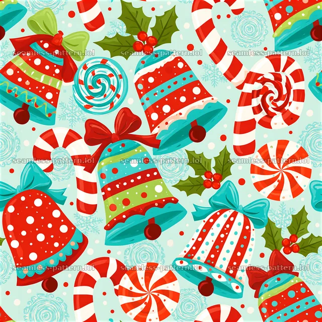 Bright Christmas bell tileable pattern showcasing festive elements — seamless tileable pattern