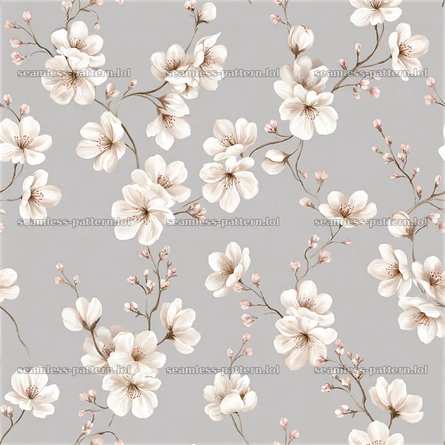 Seamless watercolor wedding pattern with floral elements on gray — seamless tileable pattern