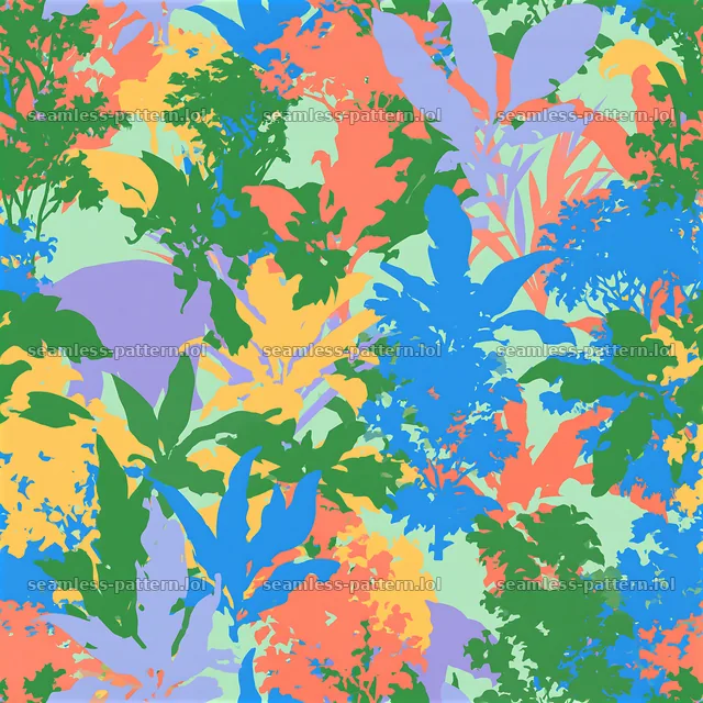 Bright jungle camouflage tileable pattern in colorful foliage — seamless tileable pattern