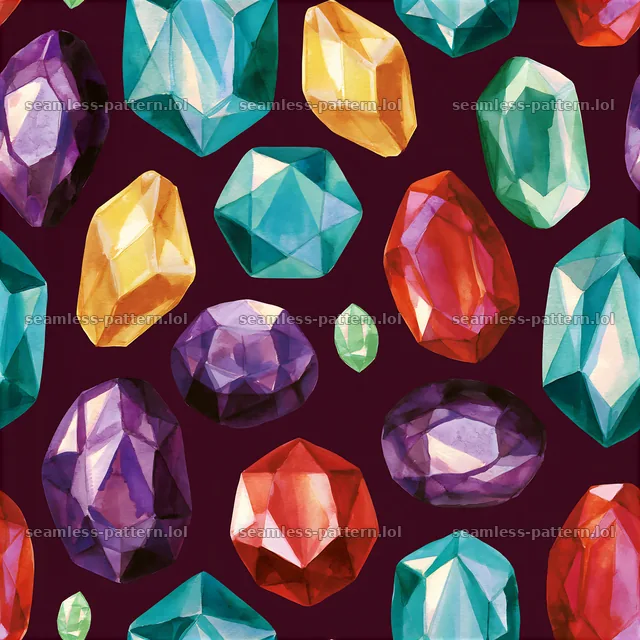 Colorful gemstones seamless pattern in various shapes and colors — seamless tileable pattern