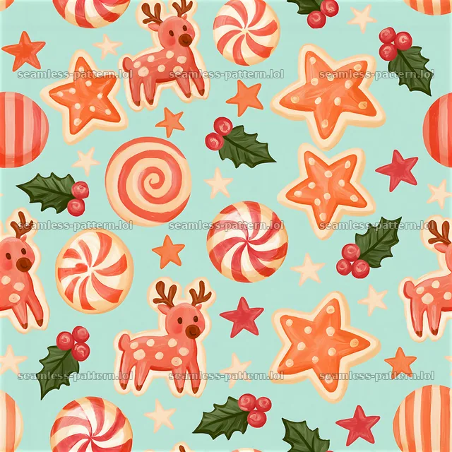 Colorful Christmas cookies seamless pattern with festive shapes — seamless tileable pattern
