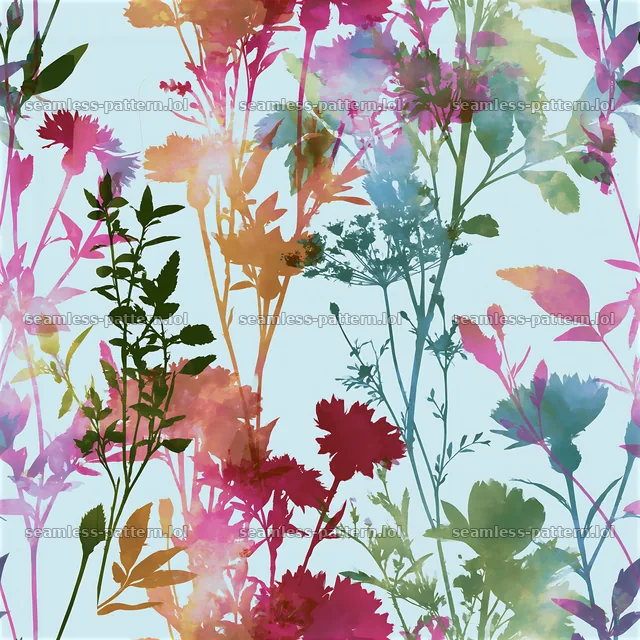 Colorful wildflower seamless pattern with various floral elements — seamless tileable pattern