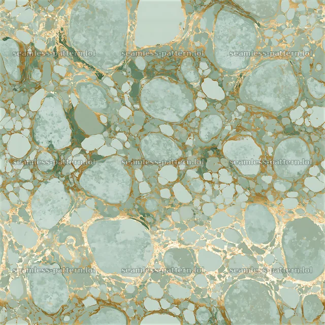 Seamless green and gold marble pattern with organic shapes — seamless tileable pattern
