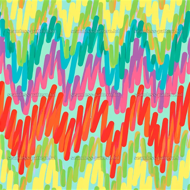 Rainbow brushstrokes seamless pattern creates bright, colorful waves — seamless tileable pattern