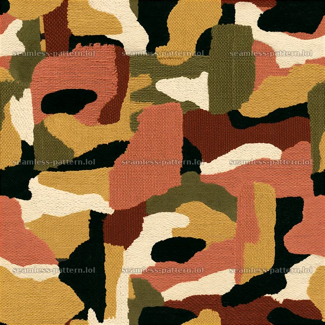 Golden textile camouflage seamless pattern with abstract shapes — seamless tileable pattern