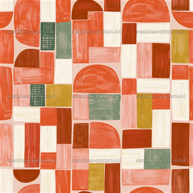 Bright coral shapes seamless pattern in a repeating tile design — seamless tileable pattern